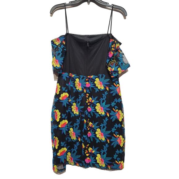 TOPSHOP Mesh Embriodered Off the shoulder Mini Dress Size 10 - Picture 4 of 6